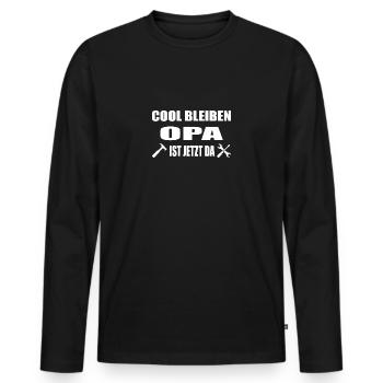 Opa - Männer Premium Bio Langarmshirt - Schwarz - Vorne - Nico (187cm)