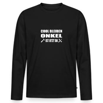 Onkel - Männer Premium Bio Langarmshirt - Schwarz - Vorne - Nico (187cm)