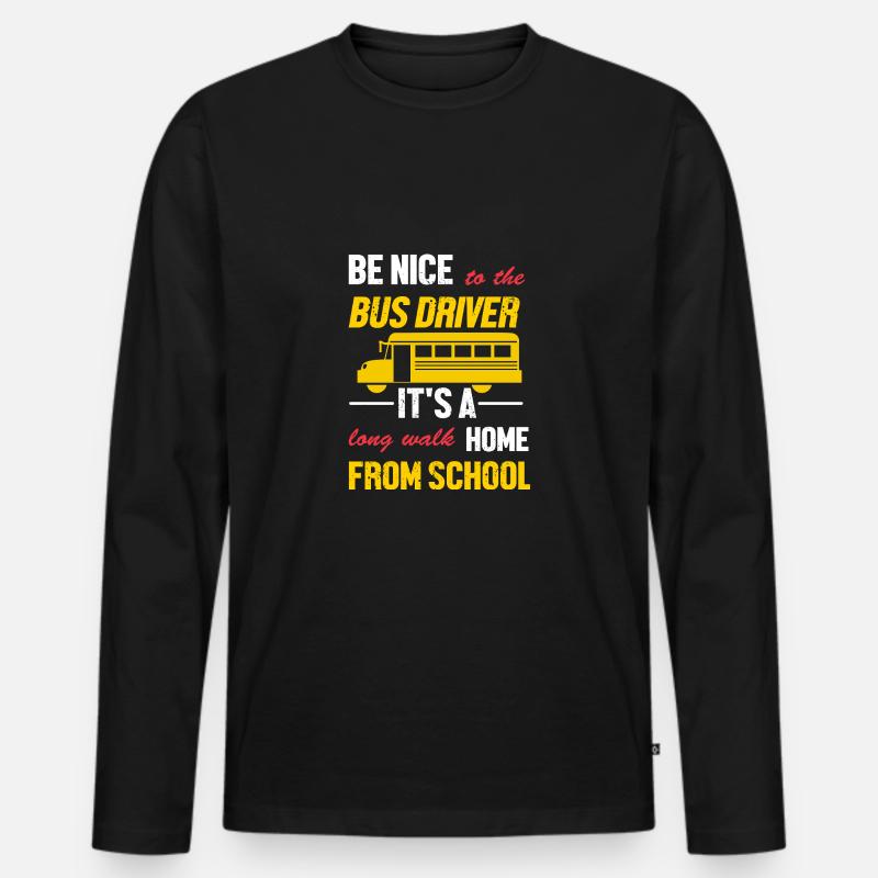 Schulbusfahrer Schulbus - Männer Premium Bio Langarmshirt - Schwarz