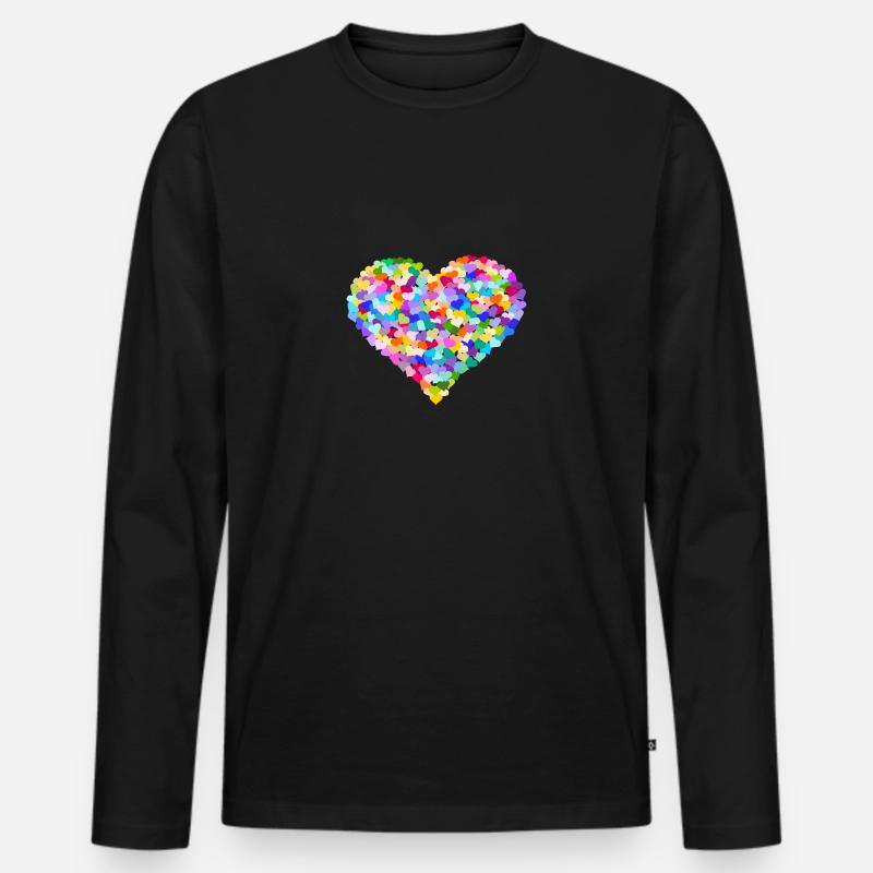 Regenbogen Herz der Herzen - Männer Premium Bio Langarmshirt - Schwarz