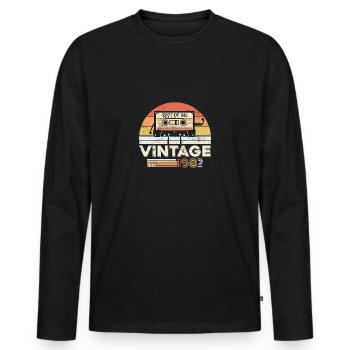 Vintage 1982 40. Geburtstag Geschenk Vierzig Jahre - Männer Premium Bio Langarmshirt - Schwarz - Vorne - Nico (187cm)