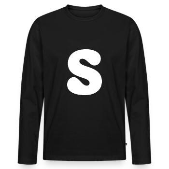 S - Männer Premium Bio Langarmshirt - Schwarz - Vorne - Nico (187cm)