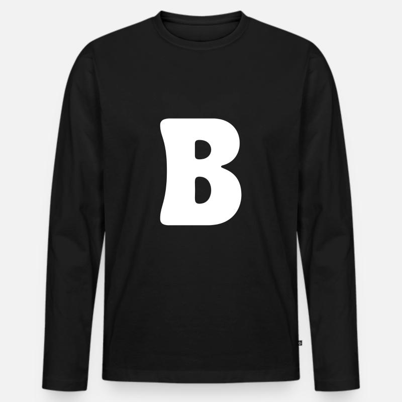 B - Männer Premium Bio Langarmshirt - Schwarz