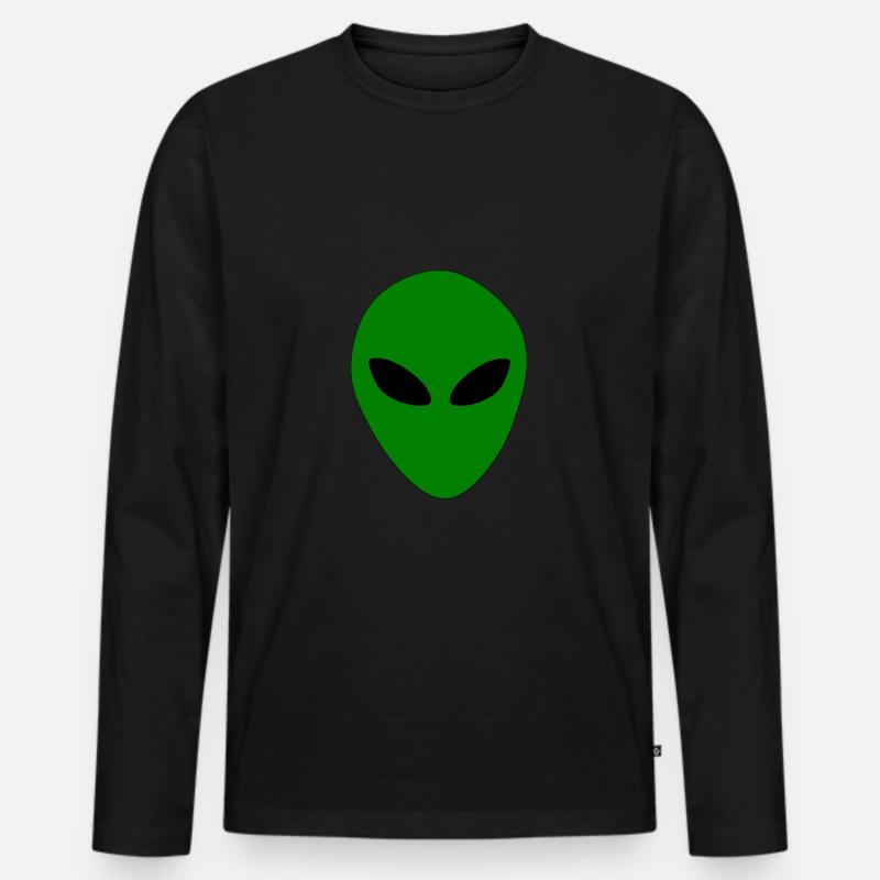 Aliens Außerirdischer Kopf - Männer Premium Bio Langarmshirt - Schwarz