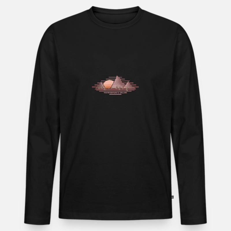 Das Abenteuer ruft - Männer Premium Bio Langarmshirt - Schwarz