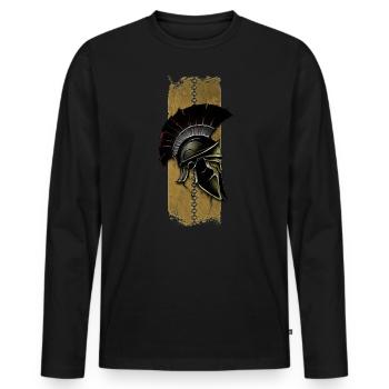 Gladiator's Might: Helmet of the Arena - Men's Premium Organic Long Sleeve Shirt - black - Front - Nico (187cm)