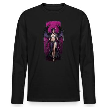 Morrigan, Celtic Goddess of Fate - Men's Premium Organic Long Sleeve Shirt - black - Front - Nico (187cm)