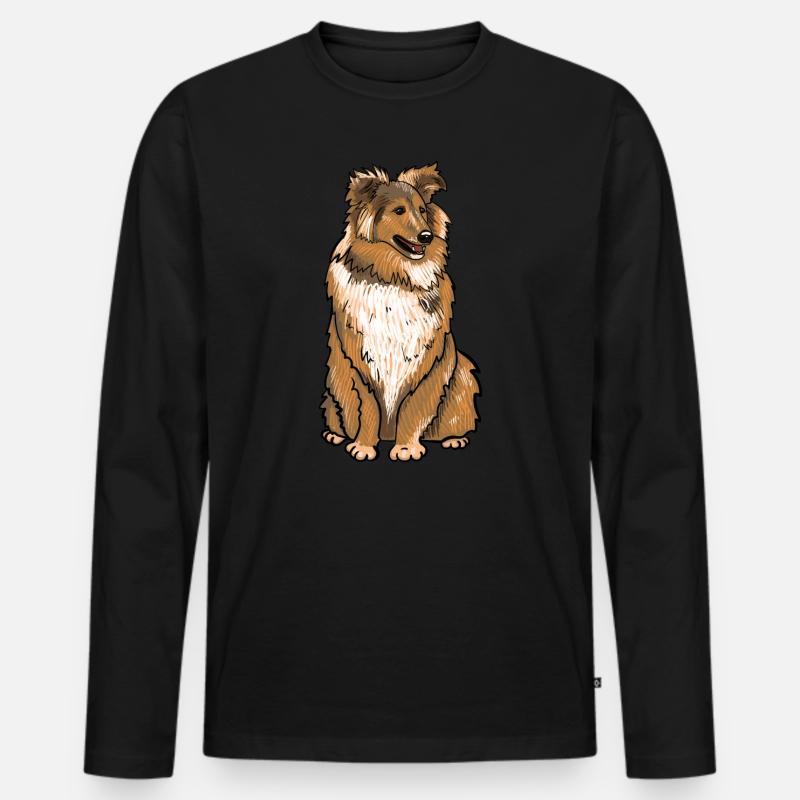 Sheltie Hund - Männer Premium Bio Langarmshirt - Schwarz