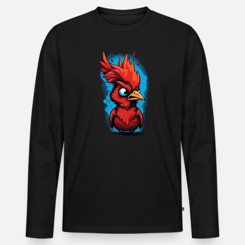 Kardinal Vogel Rotkardinal - Männer Premium Bio Langarmshirt - Schwarz