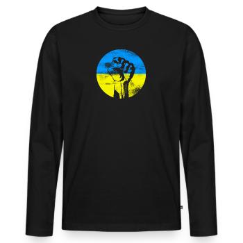 Ukraine - T-shirt manches longues Premium bio Homme - noir - Devant - Nico (187cm)