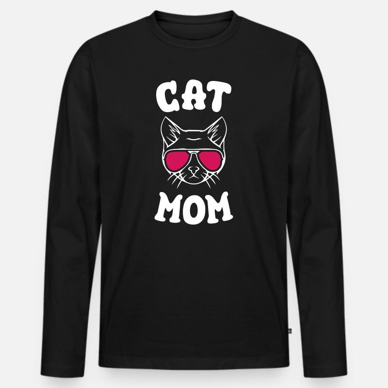 Cat Mom - Männer Premium Bio Langarmshirt - Schwarz