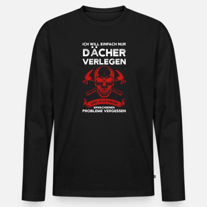 Dachdecker Beruf Dachdeckermeister Geschenk - Männer Premium Bio Langarmshirt - Schwarz