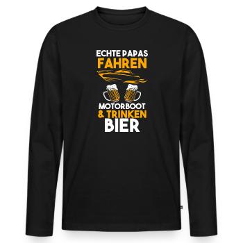 Motorboot Papa Vater Geschenk - Männer Premium Bio Langarmshirt - Schwarz - Vorne - Nico (187cm)