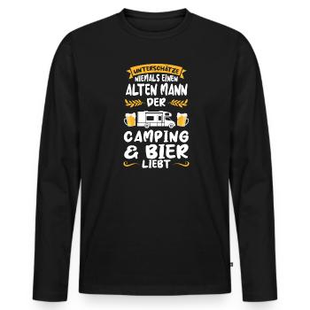 Campen Bier Camper Geschenk - Männer Premium Bio Langarmshirt - Schwarz - Vorne - Nico (187cm)