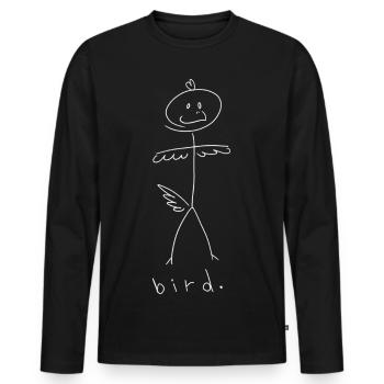 bird. (weiße Linien) (von Leni Riosa) - Männer Premium Bio Langarmshirt - Schwarz - Vorne - Nico (187cm)
