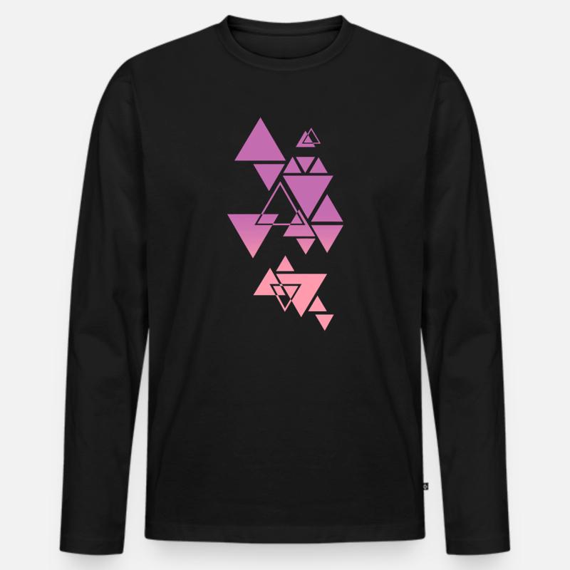 Gradient Triangle Pattern Pink - Men's Premium Organic Long Sleeve Shirt - black