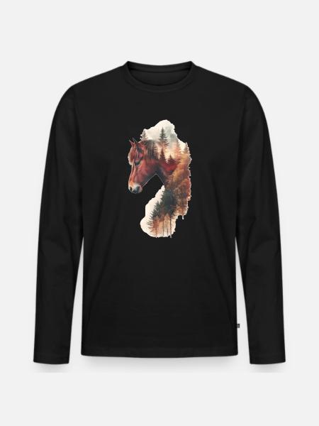 Cheval - T-shirt manches longues Premium bio Homme - noir