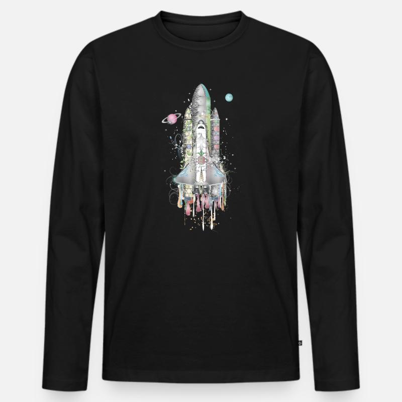 Fantasievolles Space Shuttle - kunstvoll gestaltet - Männer Premium Bio Langarmshirt - Schwarz