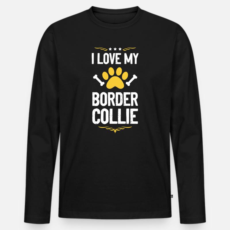 Ich liebe Border Collie - Männer Premium Bio Langarmshirt - Schwarz