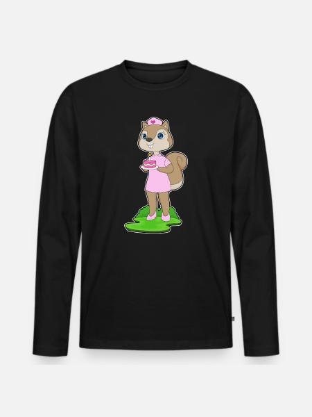 Squirrel Birthday Nurse - Men's Premium Organic Long Sleeve Shirt - black