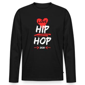 Hip Hop Love 2026 - Édition Street Style - T-shirt manches longues Premium bio Homme - noir - Devant - Nico (187cm)