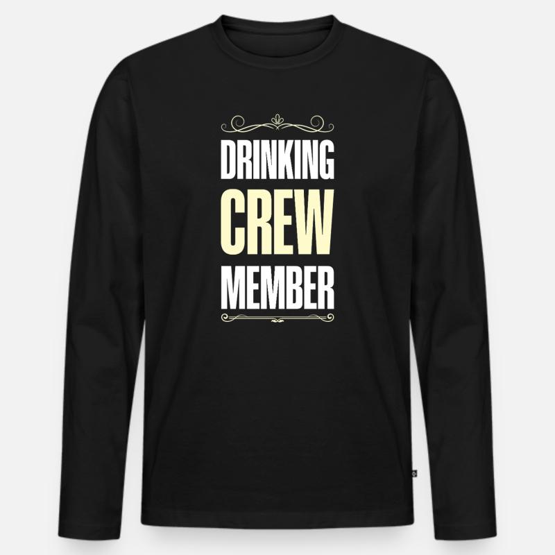 Drinking Crew - Männer Premium Bio Langarmshirt - Schwarz