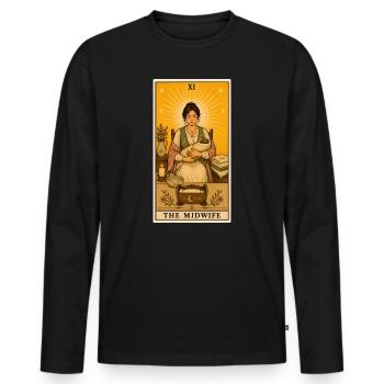 Midwife | Birth Baby Tarot - Men's Premium Organic Long Sleeve Shirt - black - Front - Nico (187cm)