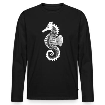 Seahorse Line Art - Men's Premium Organic Long Sleeve Shirt - black - Front - Nico (187cm)
