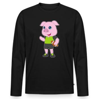 Schwein American Football - Männer Premium Bio Langarmshirt - Schwarz - Vorne - Nico (187cm)