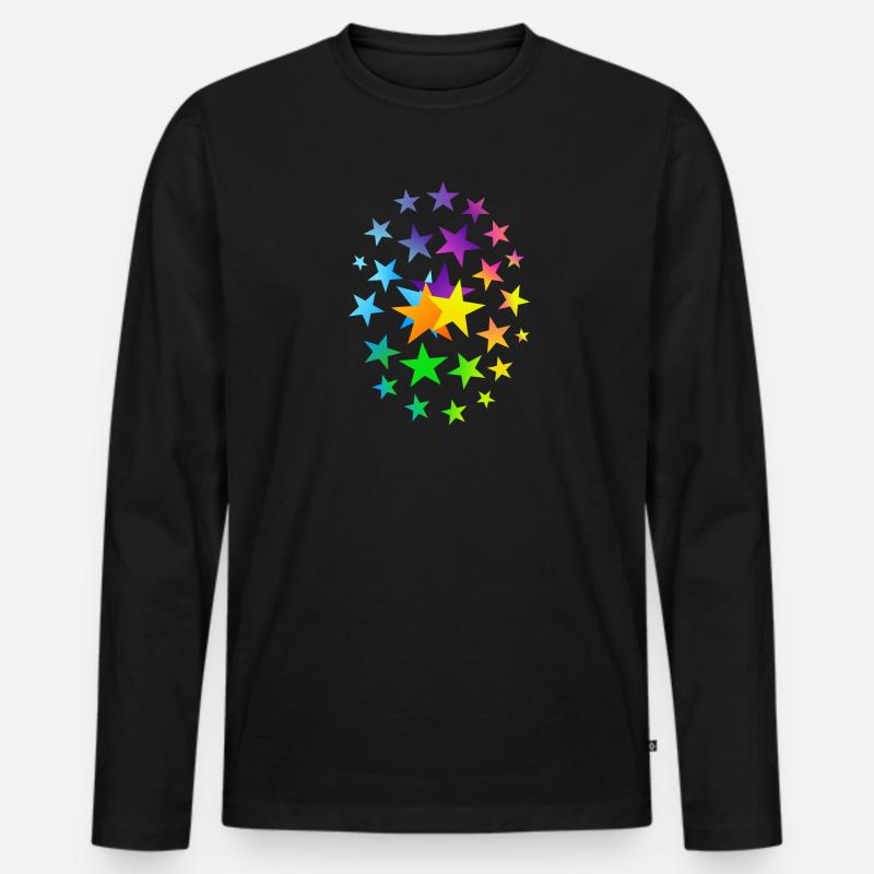 STELLE asterischi molte stelle - Maglia a manica lunga ecologica premium da uomo - nero