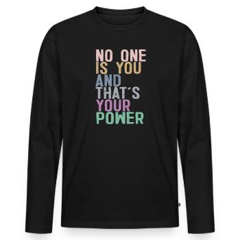 Niemand ist du und das ist deine Macht - Männer Premium Bio Langarmshirt - Schwarz - Vorne - Nico (187cm)