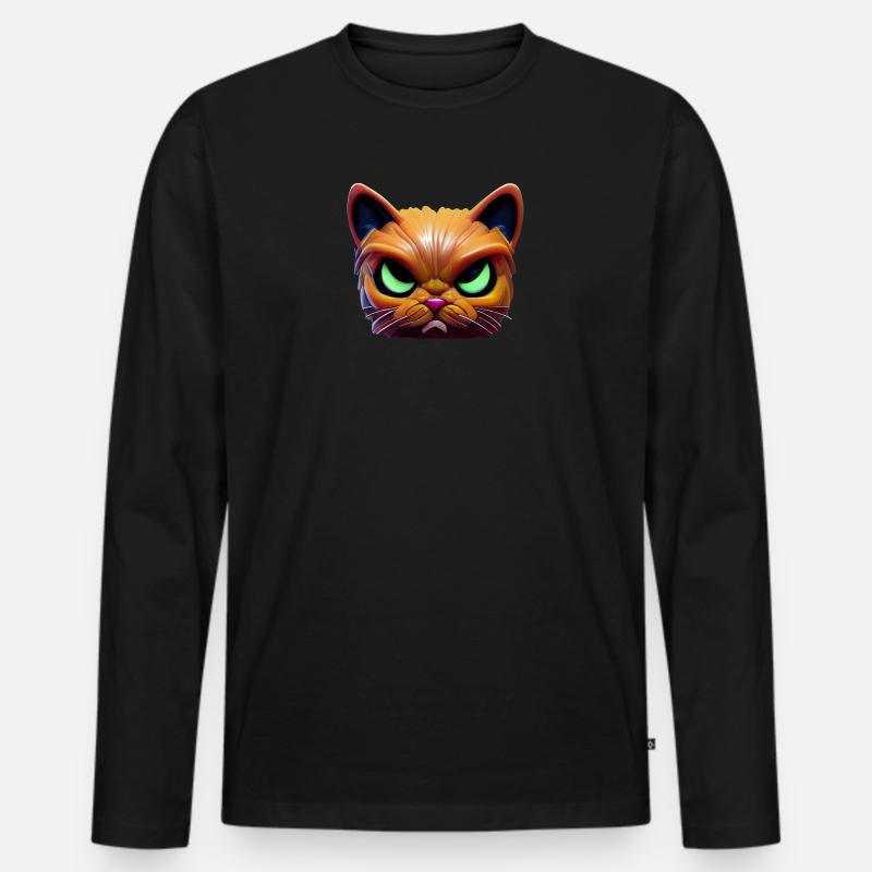 Magisches wütendes Katzengesicht! - Männer Premium Bio Langarmshirt - Schwarz