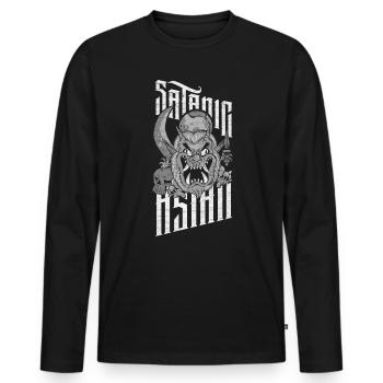 Satanic Asian Pentagram Proud Asian Occult - Men's Premium Organic Long Sleeve Shirt - black - Front - Nico (187cm)