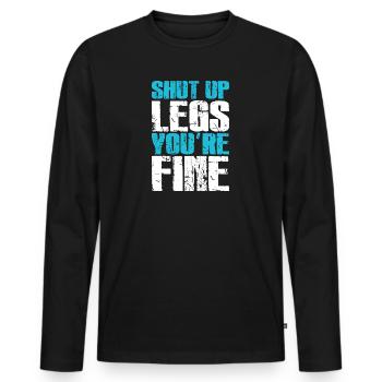 Tais-toi les jambes tu vas bien Entraînement drôle - T-shirt manches longues Premium bio Homme - noir - Devant - Nico (187cm)