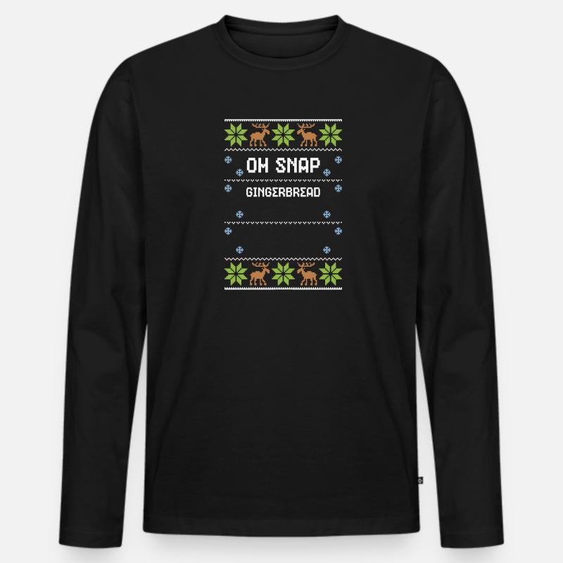 Oh Snap Gingerbread - Männer Premium Bio Langarmshirt - Schwarz