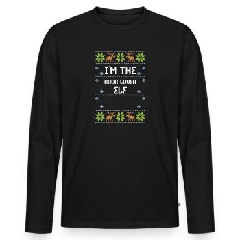 I'm The Book Lover Elf - Men's Premium Organic Long Sleeve Shirt - black - Front - Nico (187cm)