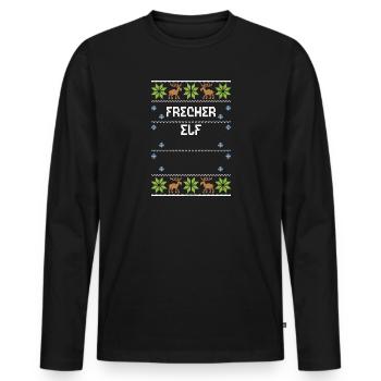 Elfe effronté - Noël moche - T-shirt manches longues Premium bio Homme - noir - Devant - Nico (187cm)