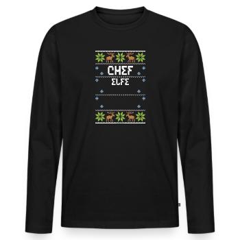Chef Elfe - Noël moche - T-shirt manches longues Premium bio Homme - noir - Devant - Nico (187cm)