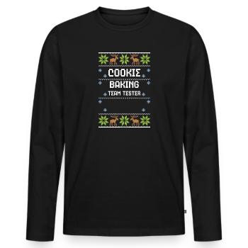 Cookie Baking Team Tester - Men's Premium Organic Long Sleeve Shirt - black - Front - Nico (187cm)