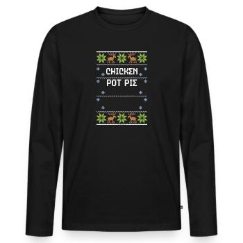 Chicken Pot Pie - Ugly Christmas - Männer Premium Bio Langarmshirt - Schwarz - Vorne - Nico (187cm)