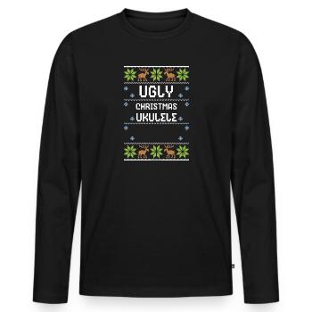 Ugly Christmas Ukulele - Männer Premium Bio Langarmshirt - Schwarz - Vorne - Nico (187cm)