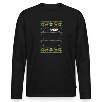 Oh Snap - Ugly Christmas - Männer Premium Bio Langarmshirt - Schwarz - Vorne - Nico (187cm)