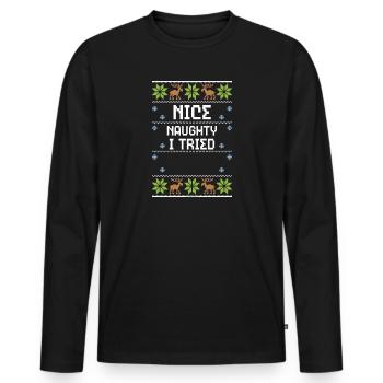 Sympa coquin j’ai essayé - T-shirt manches longues Premium bio Homme - noir - Devant - Nico (187cm)