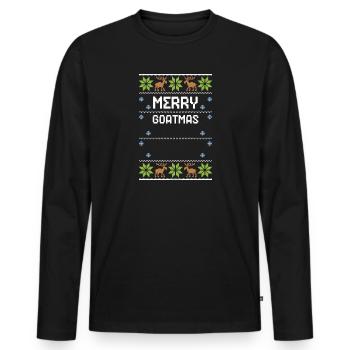 Joyeux Goatmas - Noël moche - T-shirt manches longues Premium bio Homme - noir - Devant - Nico (187cm)