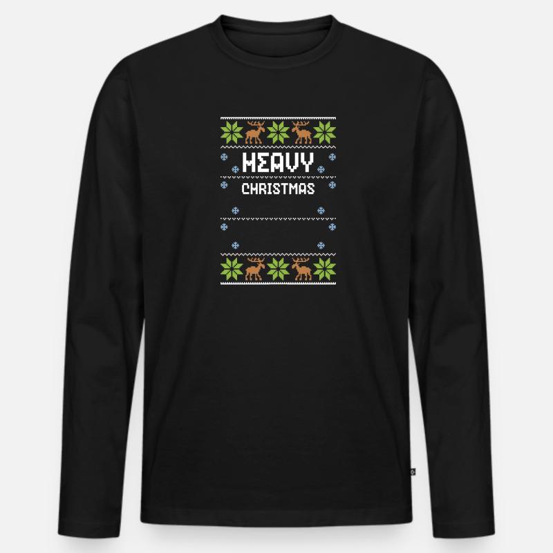 Heavy Christmas - Ugly Christmas - Männer Premium Bio Langarmshirt - Schwarz