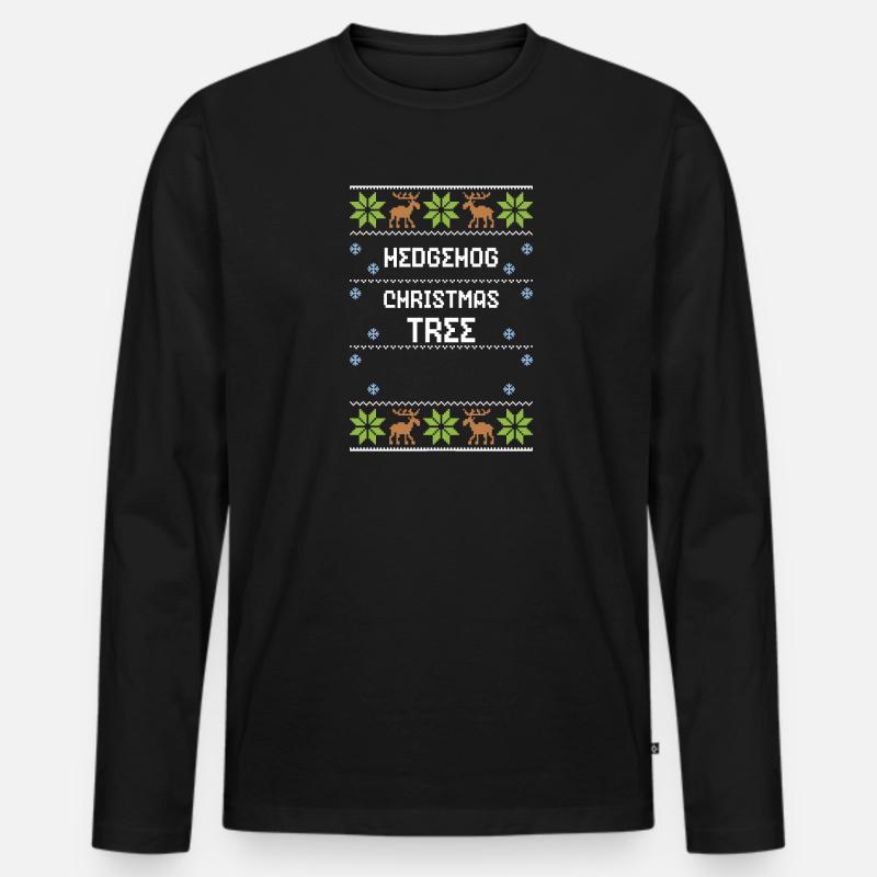 Hedgehog Christmas Tree - Männer Premium Bio Langarmshirt - Schwarz
