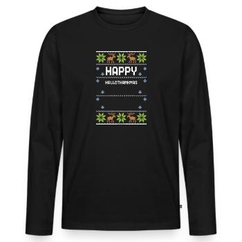 Happy Hallothankmas - Männer Premium Bio Langarmshirt - Schwarz - Vorne - Nico (187cm)