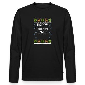 Happy Hello Thank Mas - Men's Premium Organic Long Sleeve Shirt - black - Front - Nico (187cm)