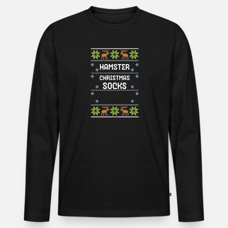 Hamster Christmas Socks - Männer Premium Bio Langarmshirt - Schwarz