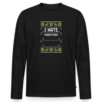 Je déteste Noël - Noël moche - T-shirt manches longues Premium bio Homme - noir - Devant - Nico (187cm)